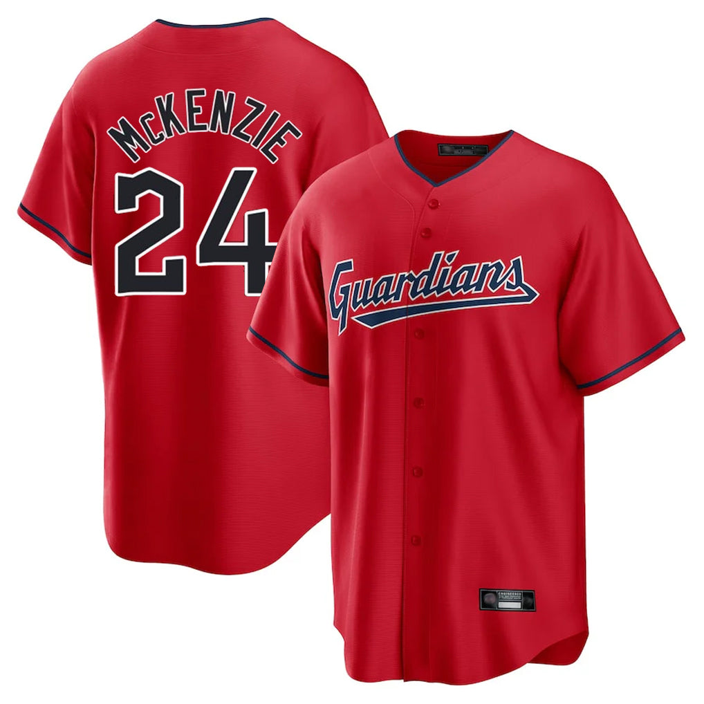 MATTH C.Guardians #24 Triston McKenzie Player Red Home Game Stitched Jerseys