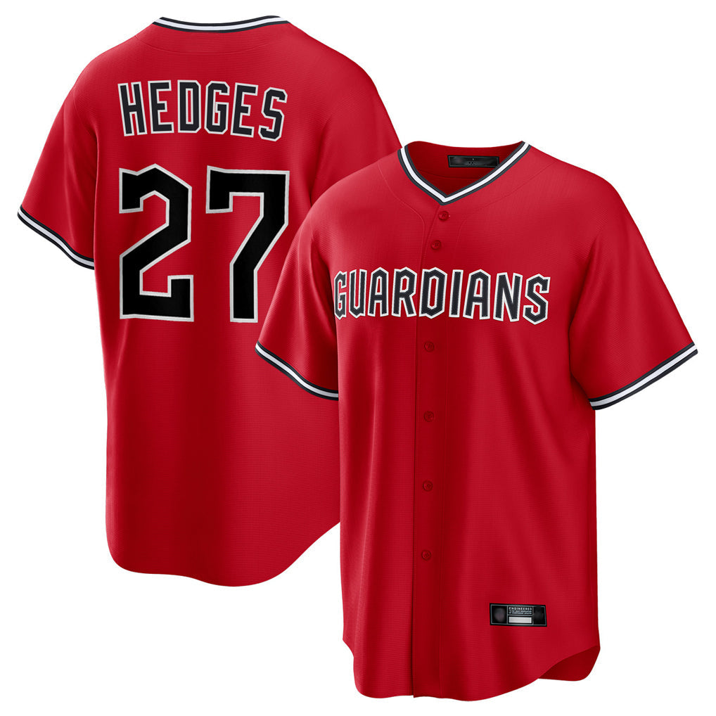 MATTH C.Guardians #27 Austin Hedges Player Red Home Game Stitched Jerseys