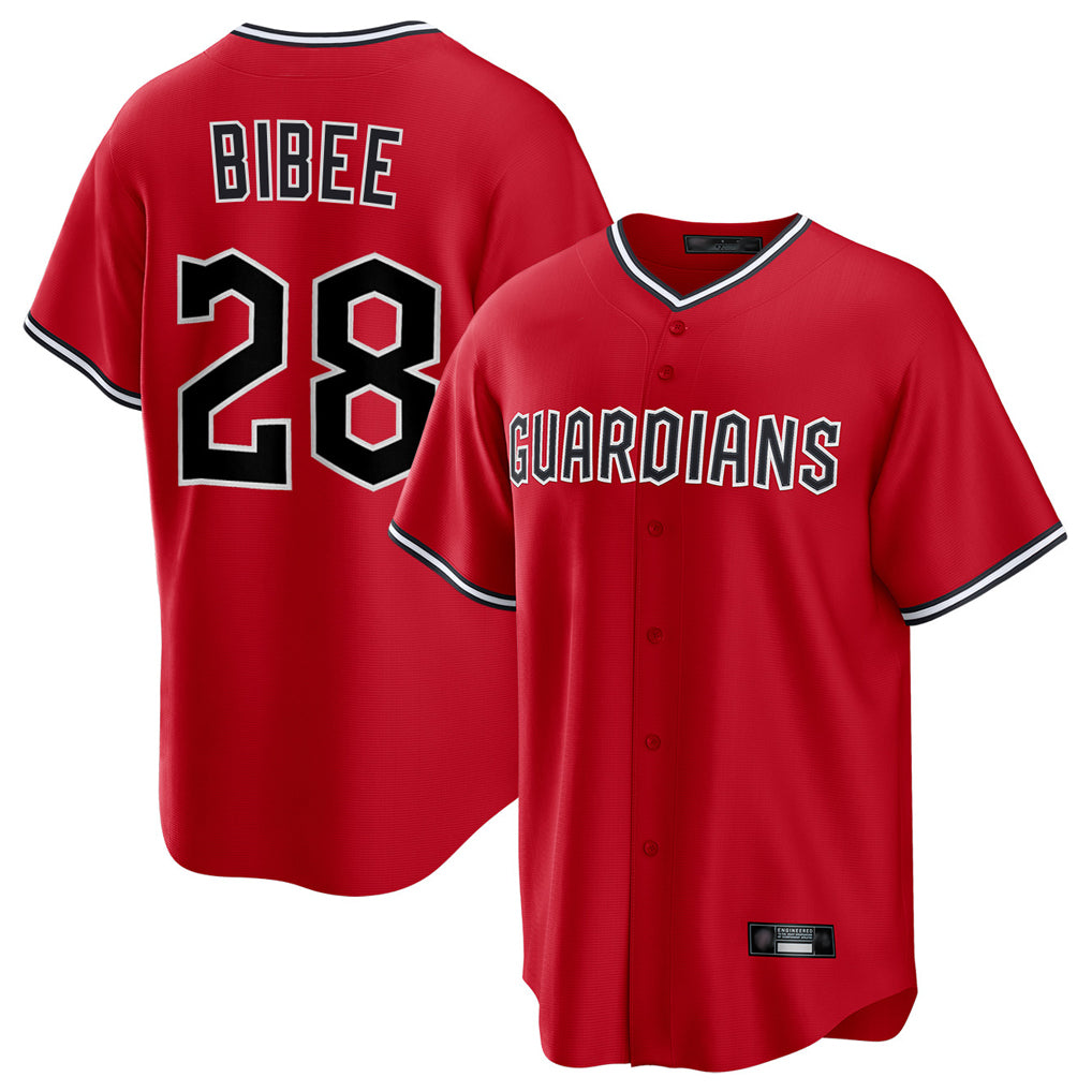 MATTH C.Guardians #28 Tanner Bibee Player Red Home Game Stitched Jerseys