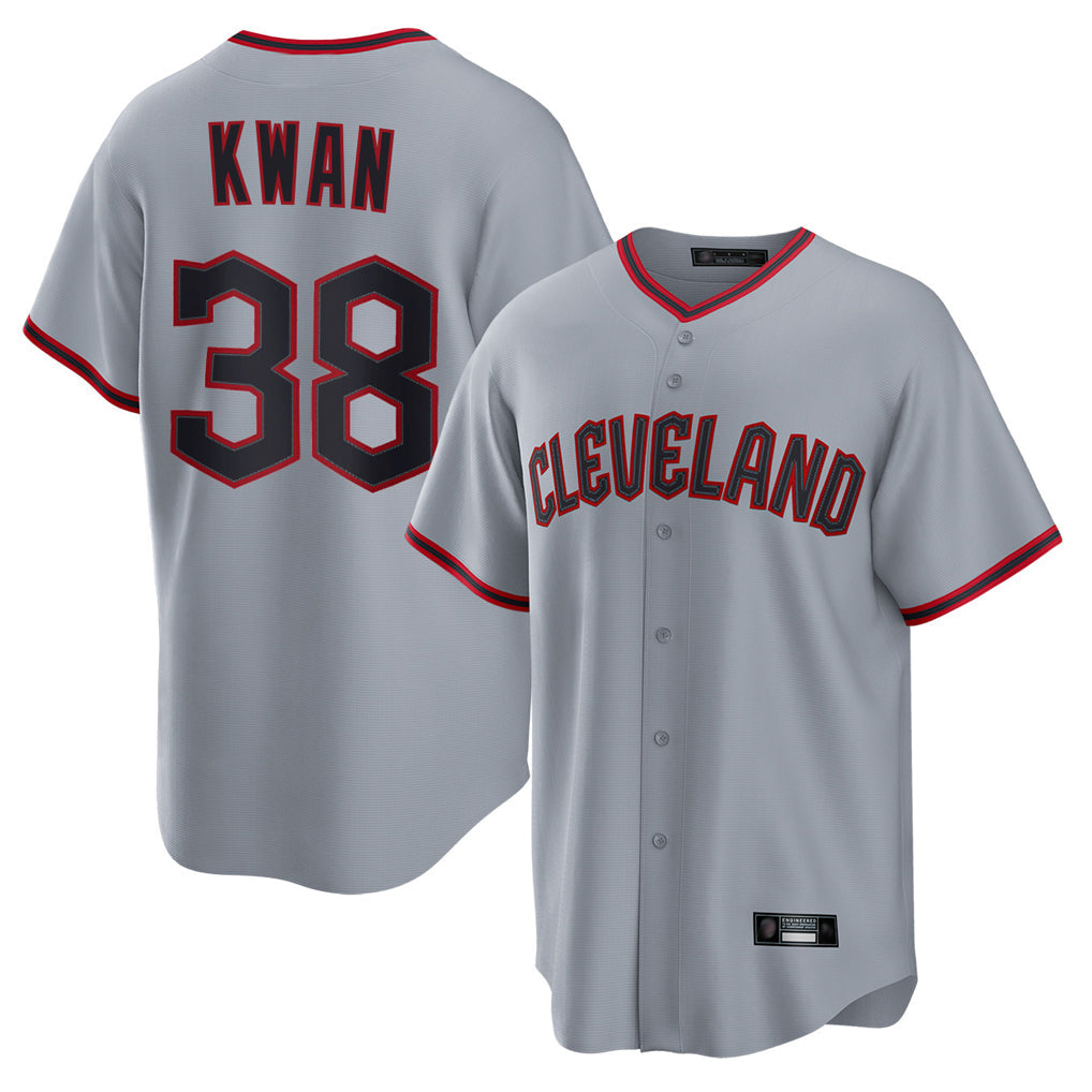 MATTH C.Guardians #38 Steven Kwan Player Gray Home Game Stitched Jerseys