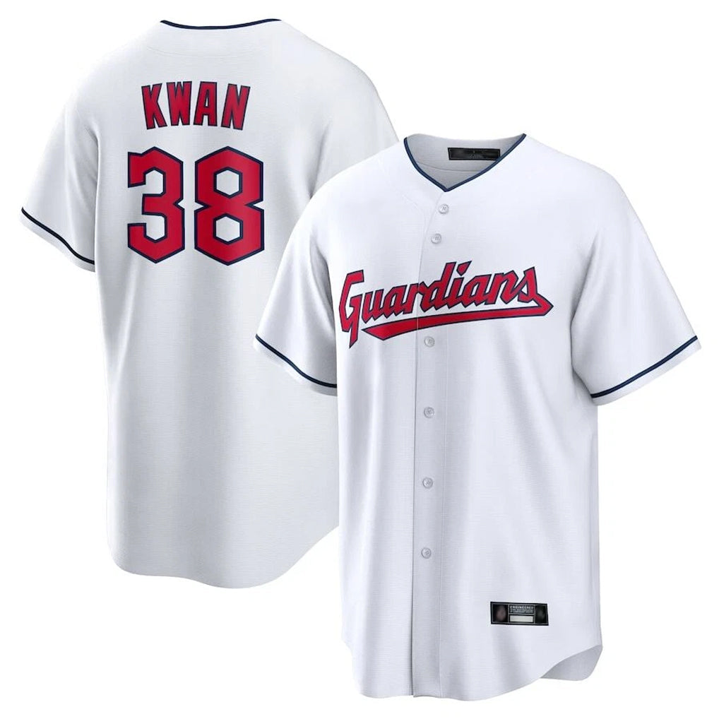 MATTH C.Guardians #38 Steven Kwan Player White Home Game Stitched Jerseys