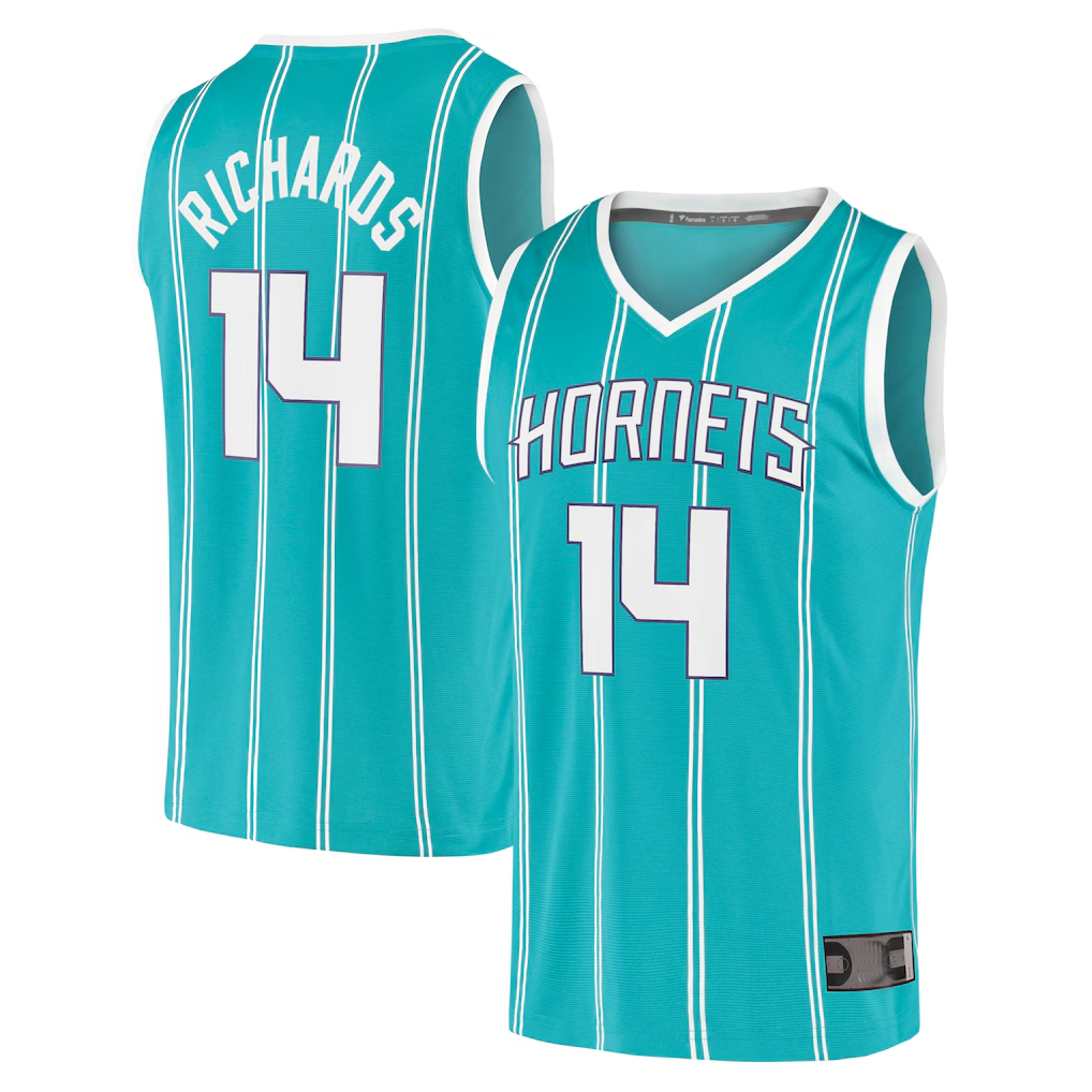MATTH C.Hornets #14 Nick Richards  Teal Fast Break Replica Jerseys - Icon Edition
