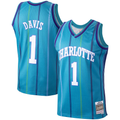 MATTH C.Hornets #1 Baron Davis Mitchell & Ness Teal 199900 Hardwood Classics Swingman Jerseys