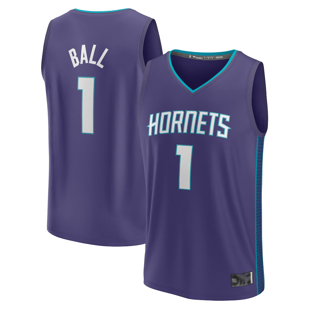 MATTH C.Hornets #1 LaMelo Ball  Purple Fast Break Replica Player Jerseys - Statement Edition