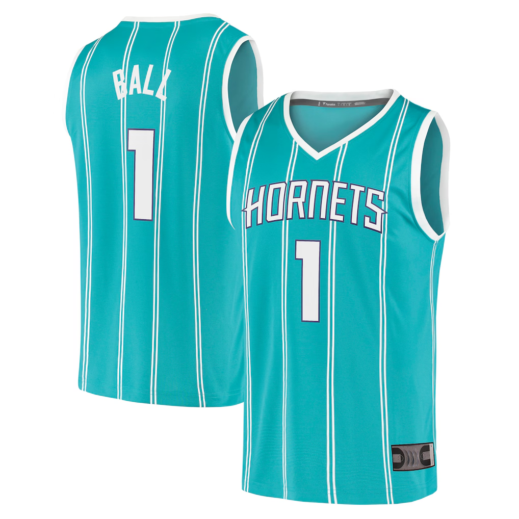 MATTH C.Hornets #1 LaMelo Ball  Teal Fast Break Replica Jerseys - Icon Edition