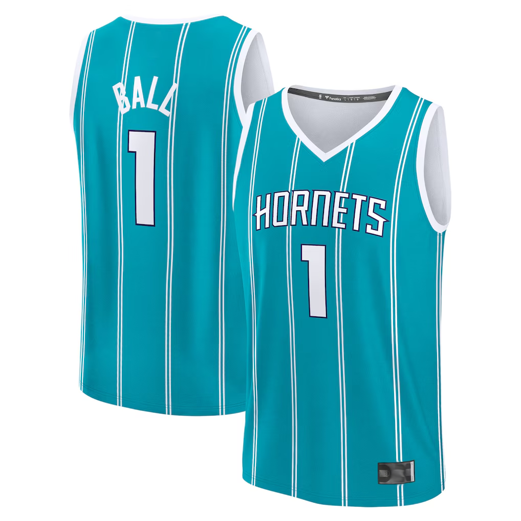 MATTH C.Hornets #1 LaMelo Ball  Teal Fast Break Replica Player Jerseys - Icon Edition