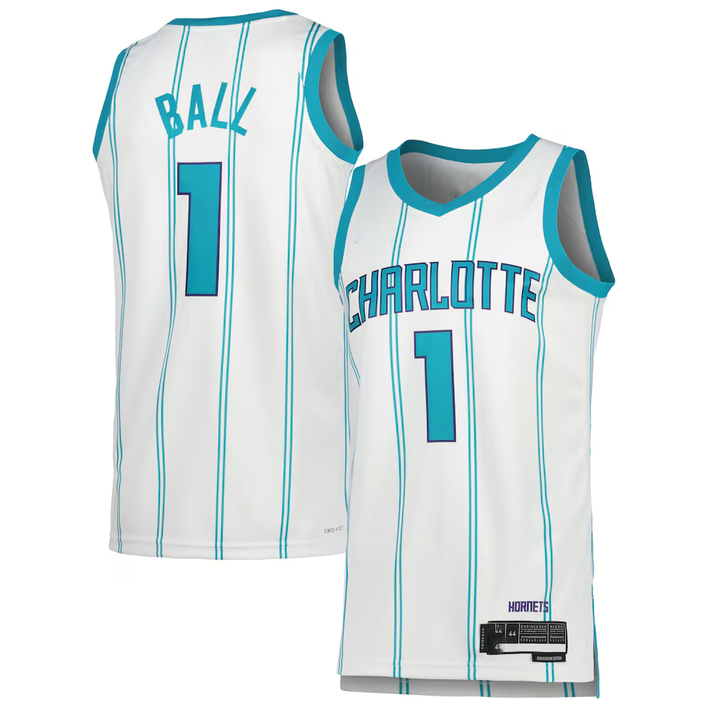 MATTH C.Hornets #1 LaMelo Ball  White Swingman Jerseys - Association Edition