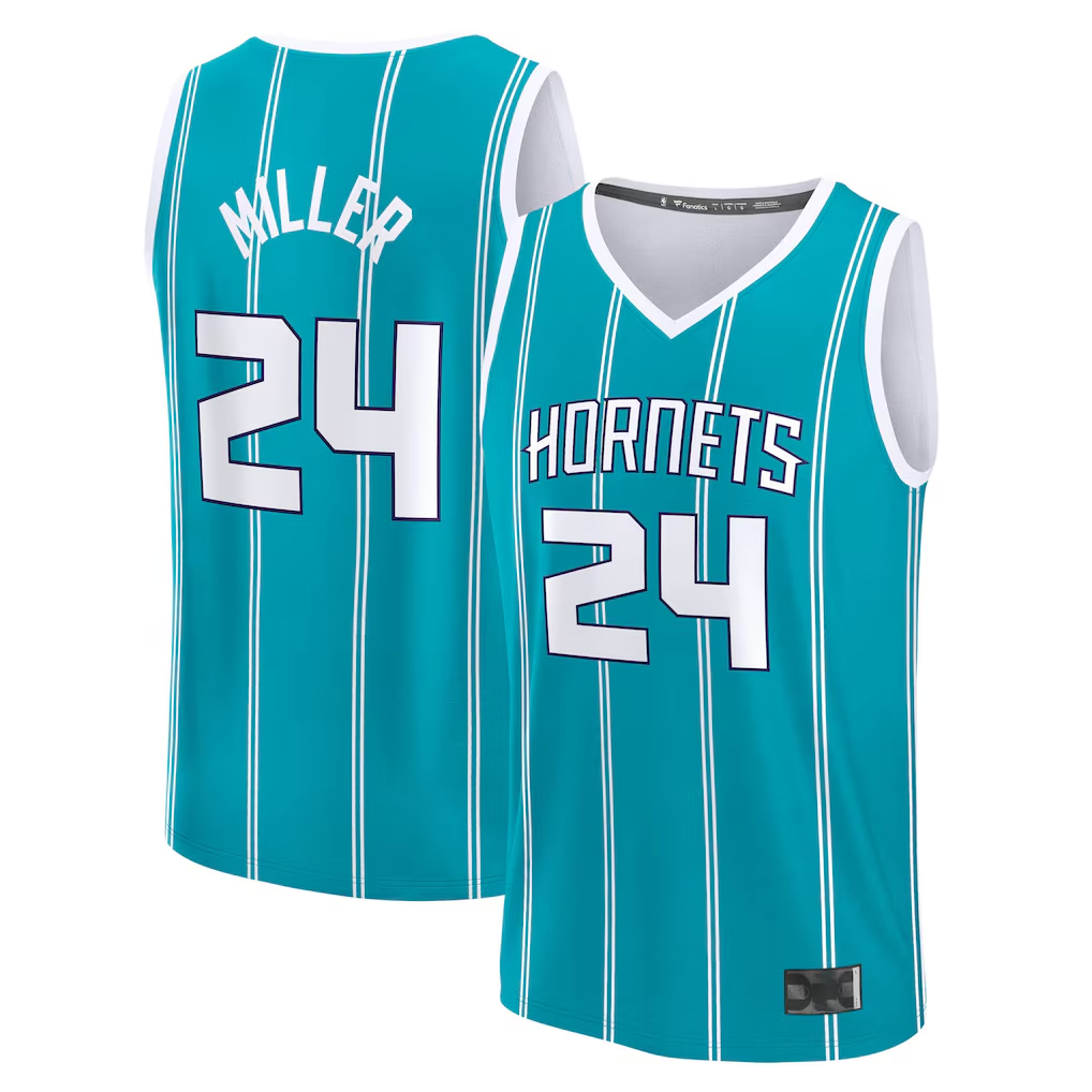MATTH C.Hornets #24 Brandon Miller  Teal Fast Break Replica Jerseys - Icon Edition