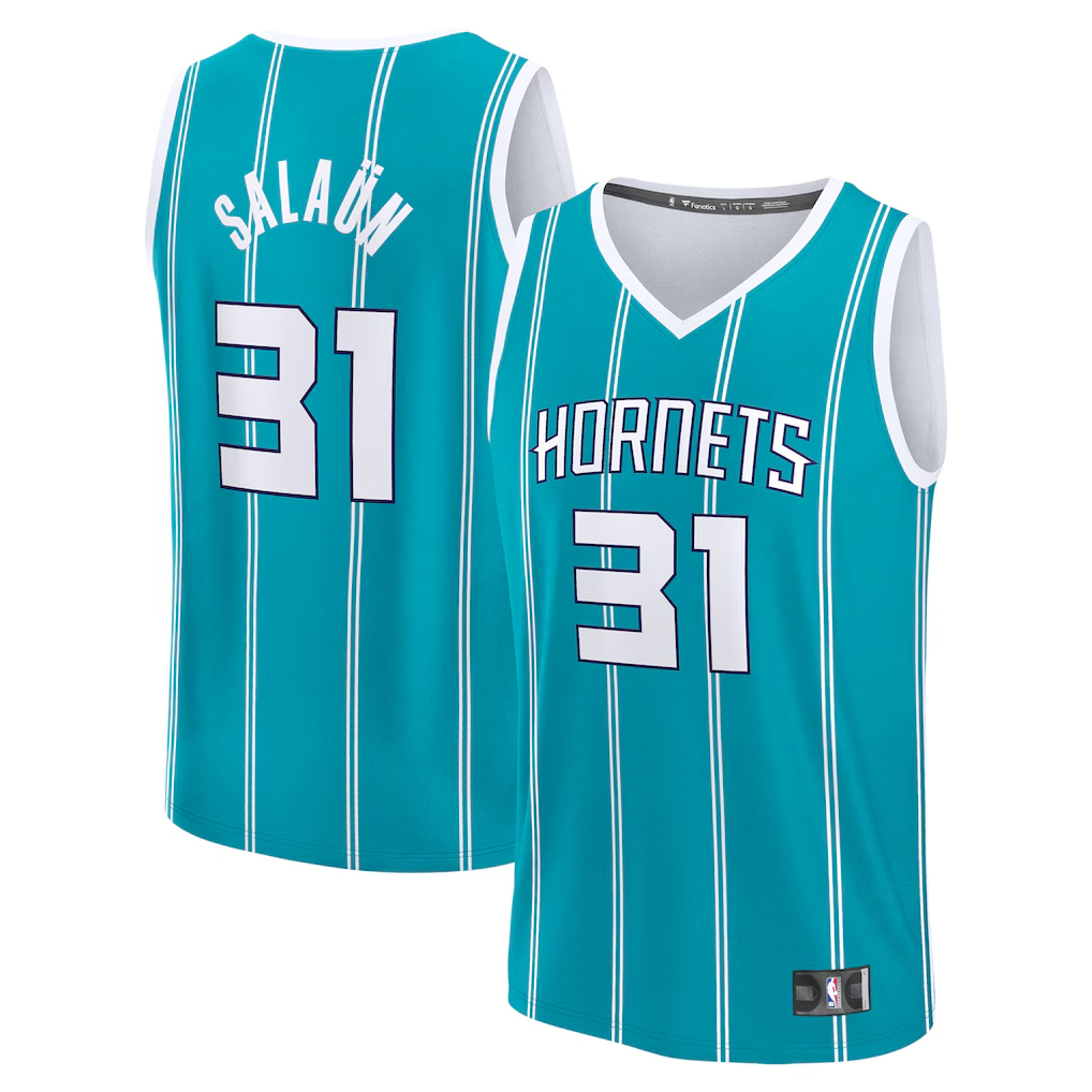MATTH C.Hornets #31 Tidjane Salaun  Teal 2024  Draft Fast Break Player Jerseys - Icon Edition