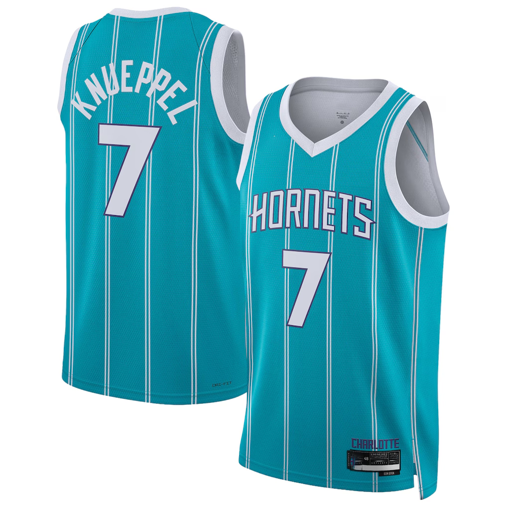 MATTH C.Hornets #7 Kon Knueppel  Teal Swingman Jerseys - Icon Edition