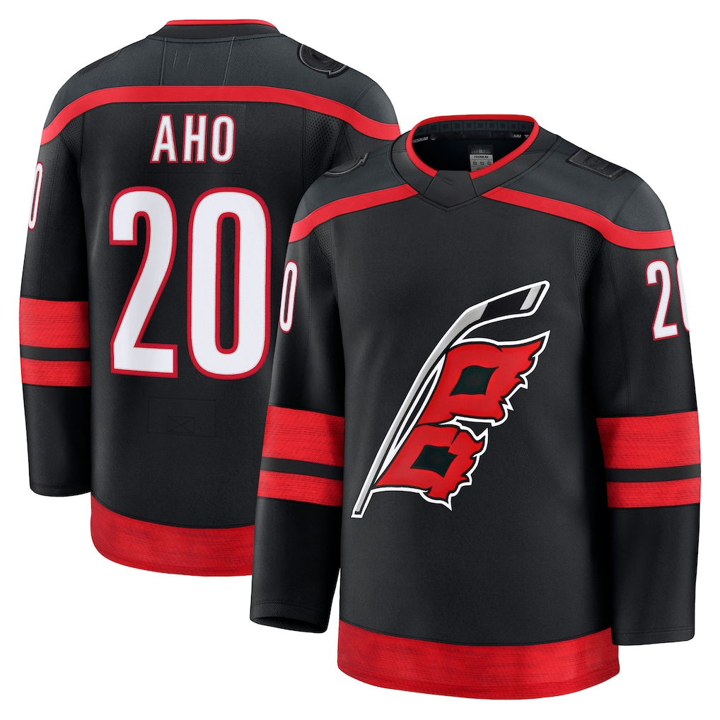 MATTH C.Hurricanes #20 Sebastian Aho Black Home Premium Stitched Jerseys