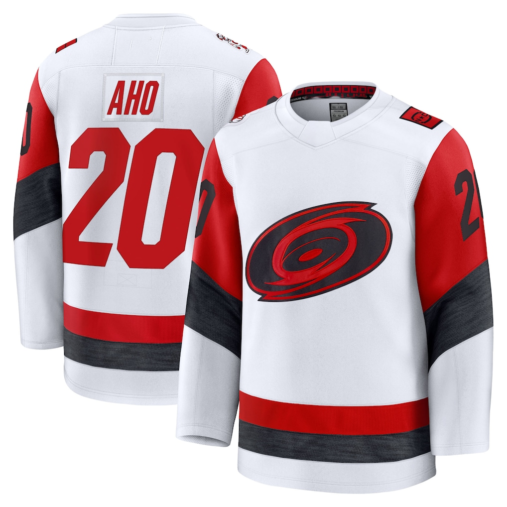 MATTH C.Hurricanes #20 Sebastian Aho White Away Premium Stitched Jerseys
