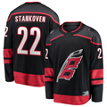 MATTH C.Hurricanes #22 Logan Stankoven Black Home Breakaway Stitched Jerseys