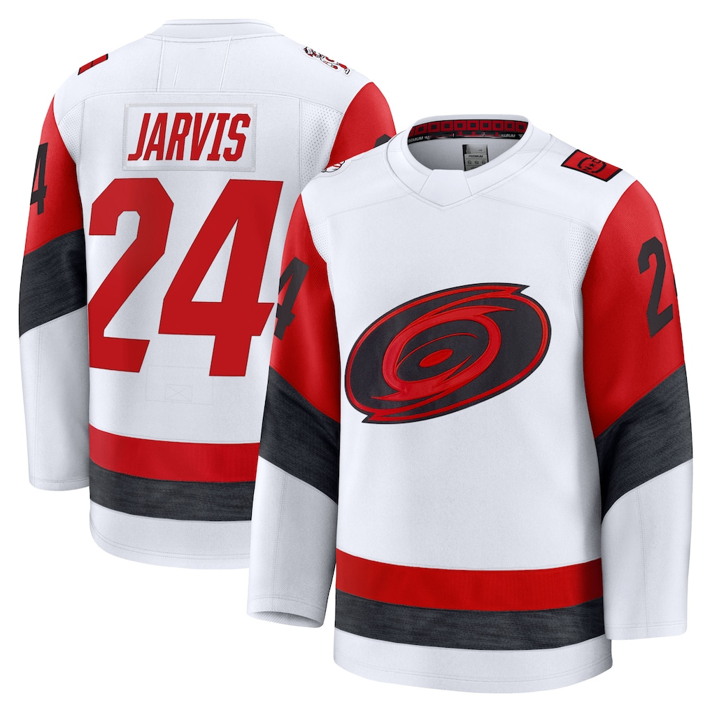 MATTH C.Hurricanes #24 Seth Jarvis White Away Premium Stitched Jerseys