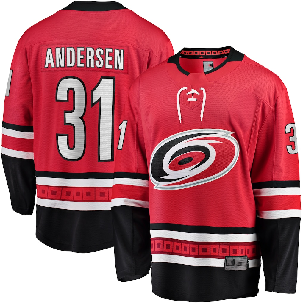 MATTH C.Hurricanes #31 Frederik Andersen Red Alternate Breakaway Player Stitched Jerseys