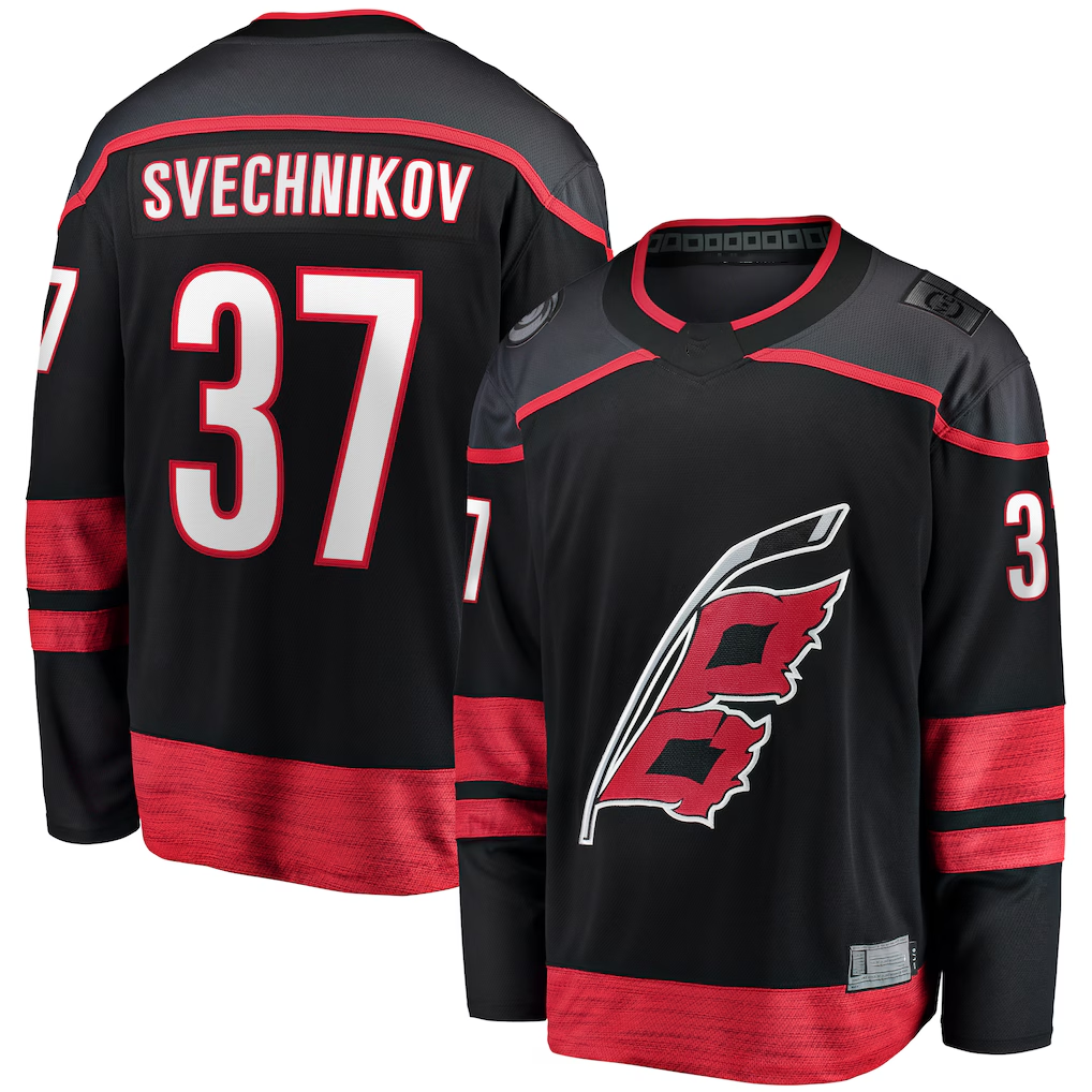 MATTH C.Hurricanes #37 Andrei Svechnikov Black Home Breakaway Stitched Jerseys