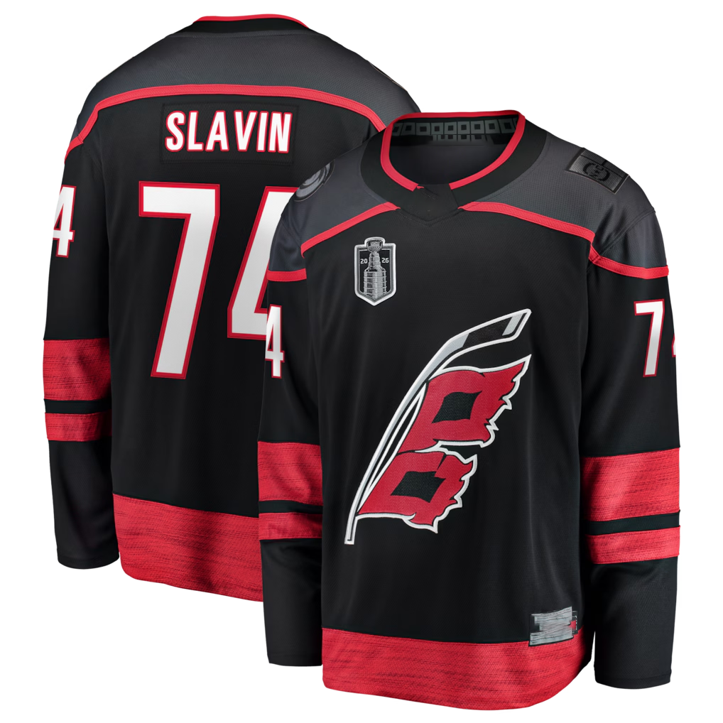MATTH C.Hurricanes #74 Jaccob Slavin Black 2026 Stanley Cup Final Home Breakaway Stitched Jerseys