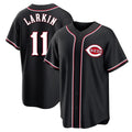 MATTH C.Reds #11 Barry Larkin Player Black Fashion Out Home Game Stitched Jerseys