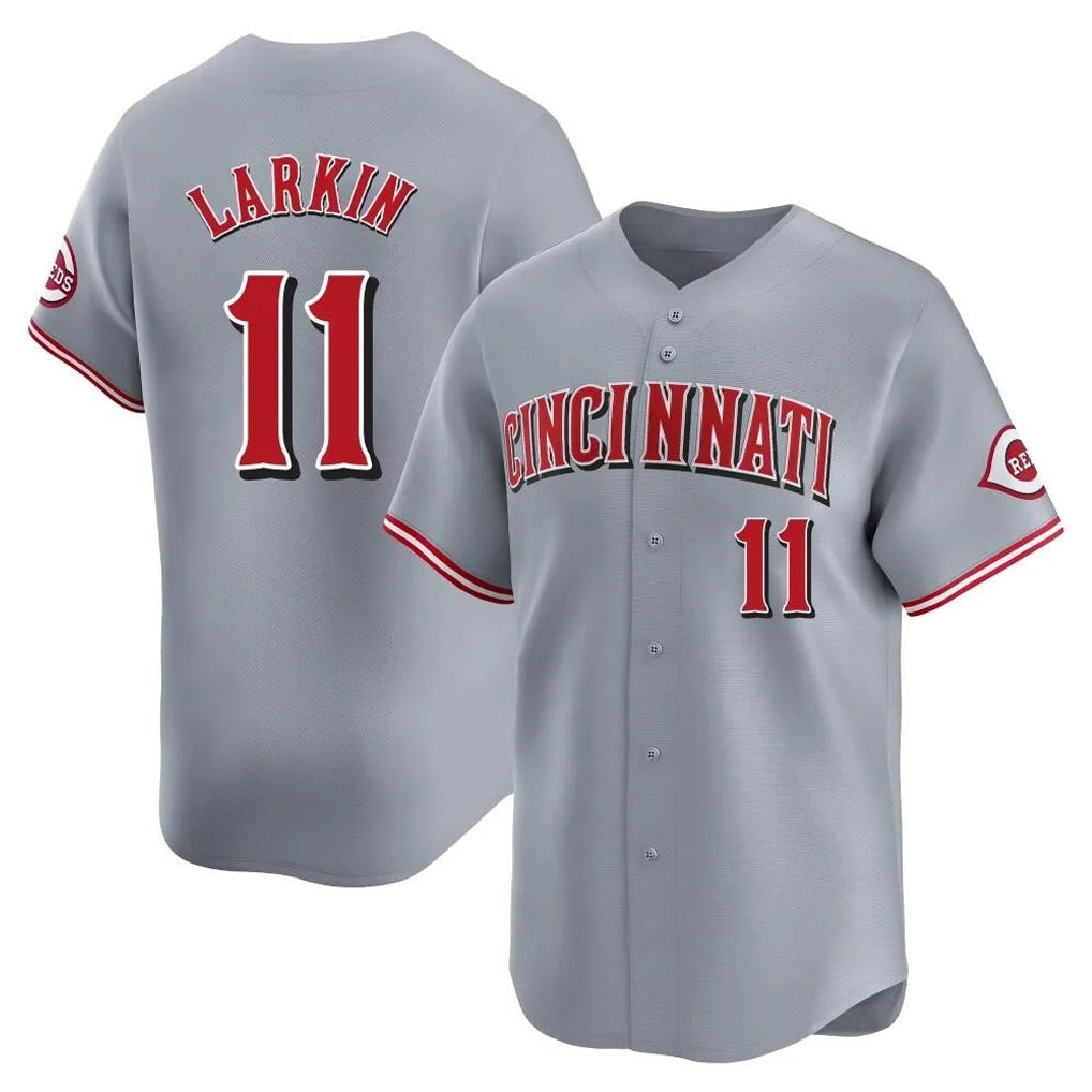 MATTH C.Reds #11 Barry Larkin Player Gray Home Limited Stitched Jerseys