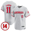 MATTH C.Reds #11 Barry Larkin Player Gray Vapor Premier Limited Home Stitched Jerseys