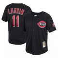 MATTH C.Reds #11 Barry Larkin Player Mitchell & Ness Black Throwback Cooperstown Mesh Game Stitched Jerseys