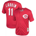MATTH C.Reds #11 Barry Larkin Player Mitchell & Ness Red Throwback Cooperstown Mesh Game Stitched Jerseys