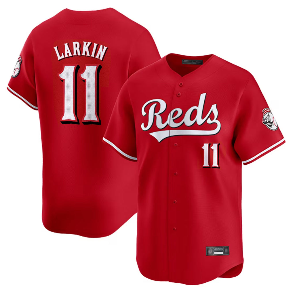 MATTH C.Reds #11 Barry Larkin Player Red Home Limited Stitched Jerseys