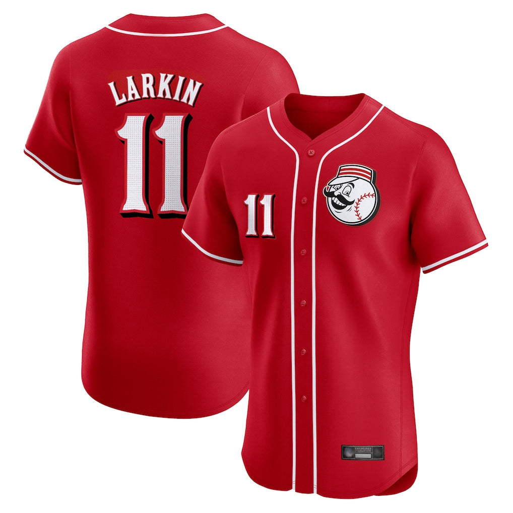 MATTH C.Reds #11 Barry Larkin Player Red Limited Elite Home Game Stitched Jerseys