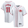 MATTH C.Reds #11 Barry Larkin Player White Game Home Stitched Jerseys