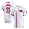 MATTH C.Reds #11 Barry Larkin Player White Home Limited Stitched Jerseys