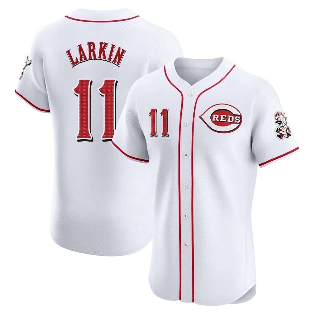 MATTH C.Reds #11 Barry Larkin Player White Limited Elite Home Stitched Jerseys