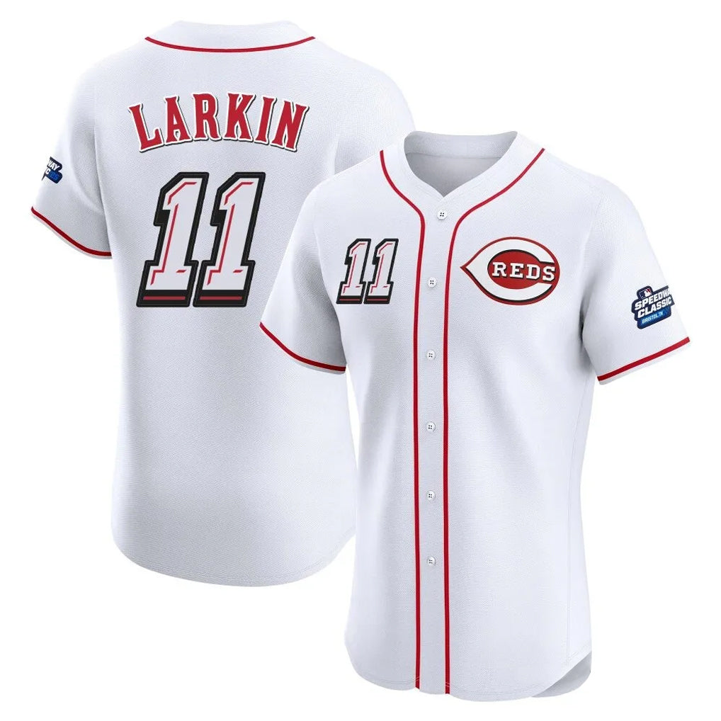 MATTH C.Reds #11 Barry Larkin Player White Speedway Classic Limited Elite Home Stitched Jerseys