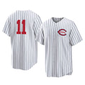 MATTH C.Reds #11 Barry Larkin Player White Stripe Field of Dreams Game Home Stitched Jerseys