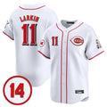 MATTH C.Reds #11 Barry Larkin Player White Vapor Premier Limited Home Stitched Jerseys
