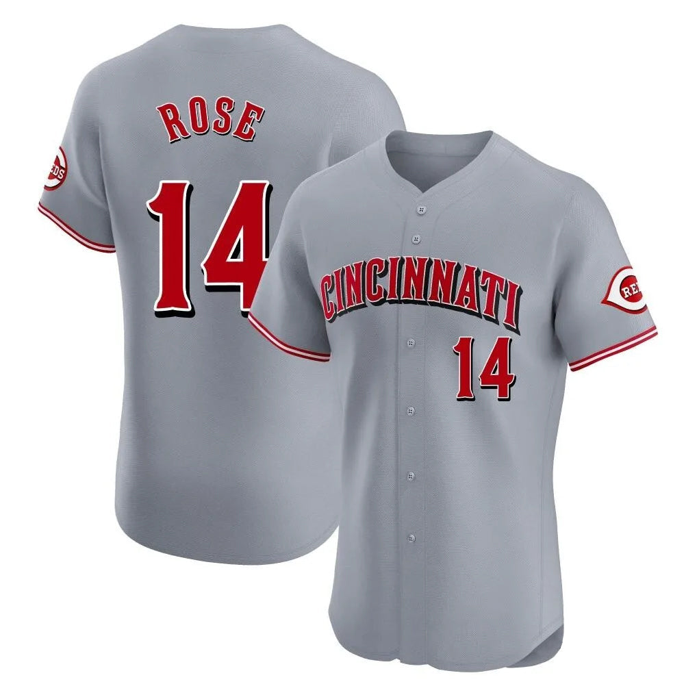 MATTH C.Reds #14 Pete Rose Player Gray Limited Elite Home Stitched Jerseys