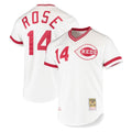 MATTH C.Reds #14 Pete Rose Player Mitchell & Ness White Throwback Cooperstown Mesh T-shirt Game Stitched Jerseys