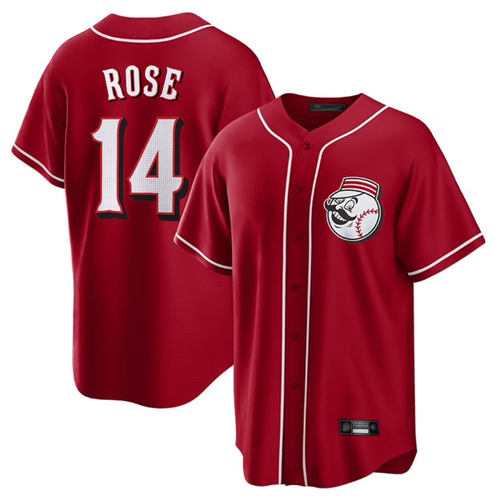 MATTH C.Reds #14 Pete Rose Player Red Home Game Stitched Jerseys