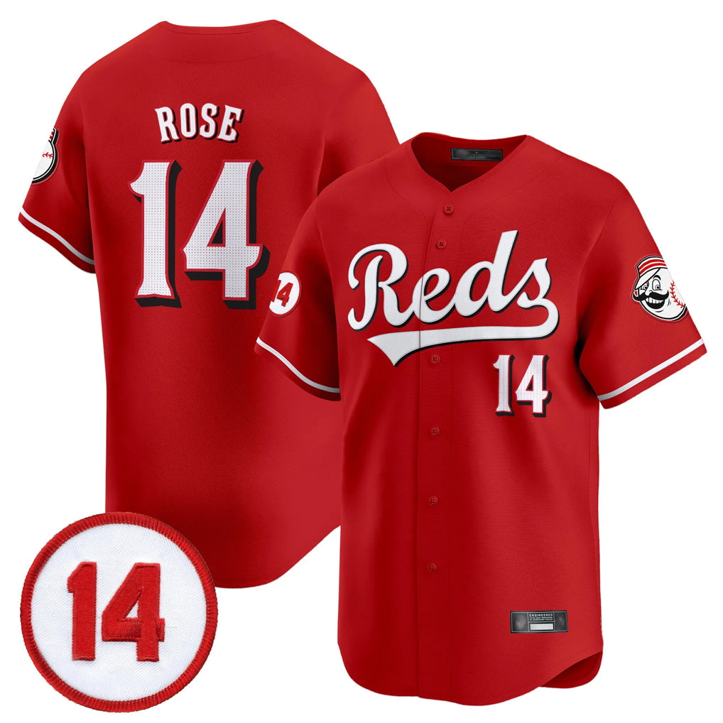 MATTH C.Reds #14 Pete Rose Player Red Vapor Premier Limited Home Stitched Jerseys