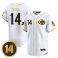 MATTH C.Reds #14 Pete Rose Player White-Gold Vapor Premier Limited Home Stitched Jerseys