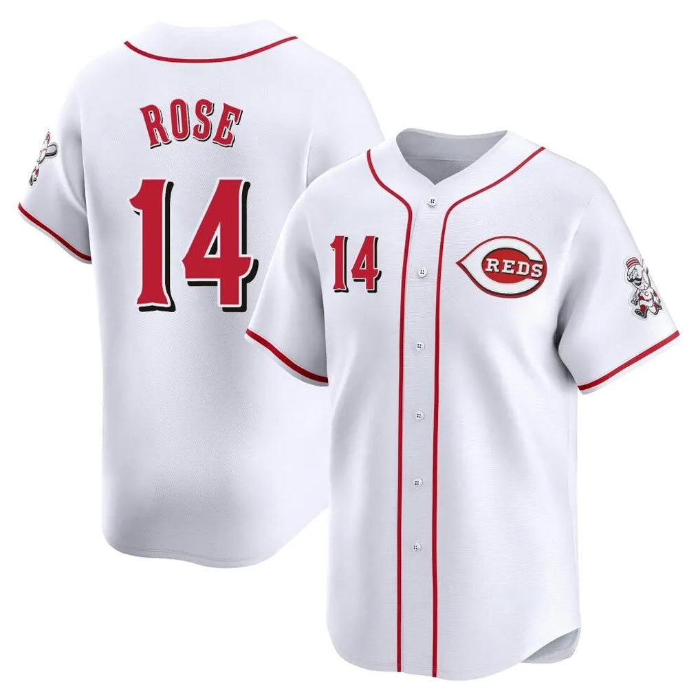 MATTH C.Reds #14 Pete Rose Player White Home Limited Stitched Jerseys