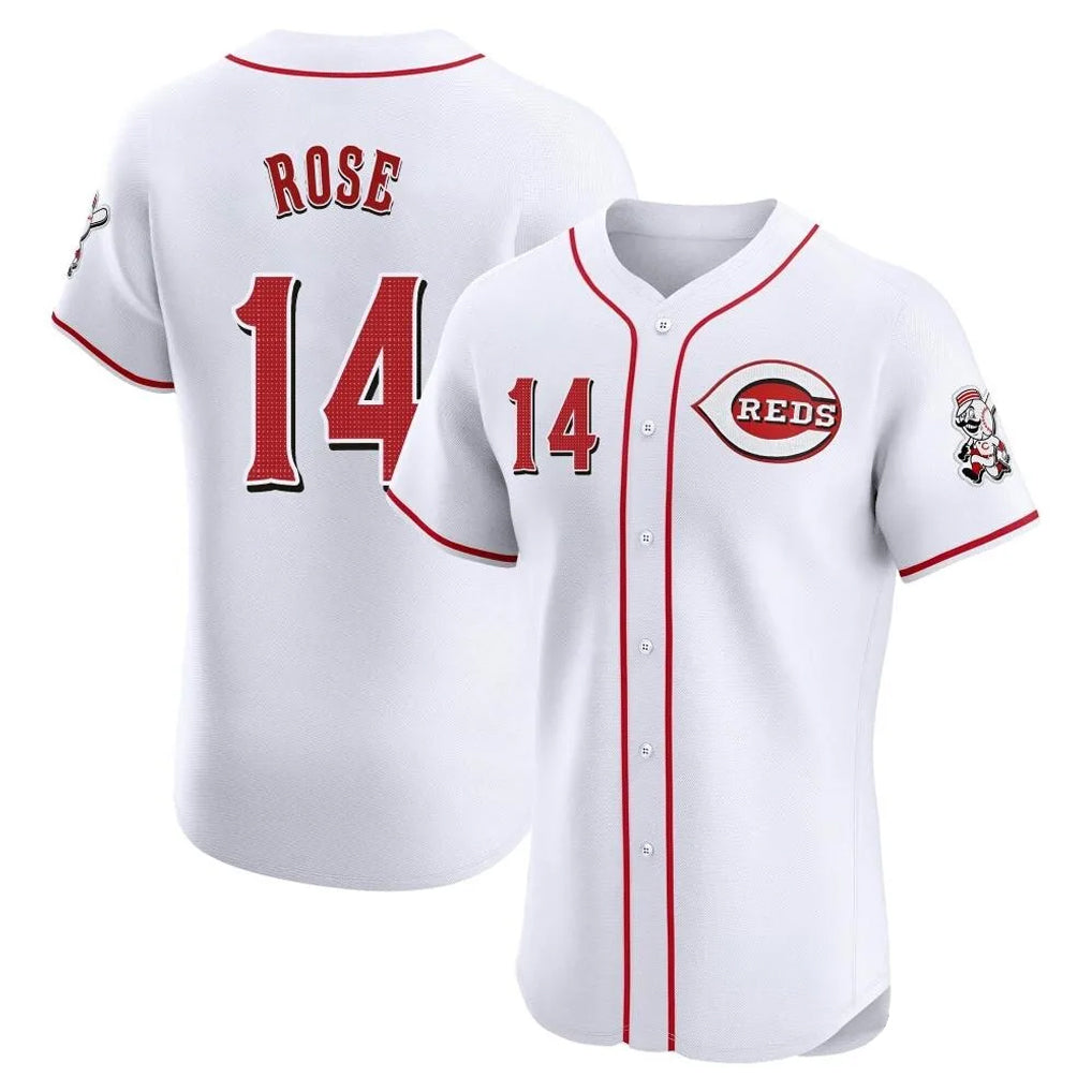MATTH C.Reds #14 Pete Rose Player White Limited Elite Home Stitched Jerseys