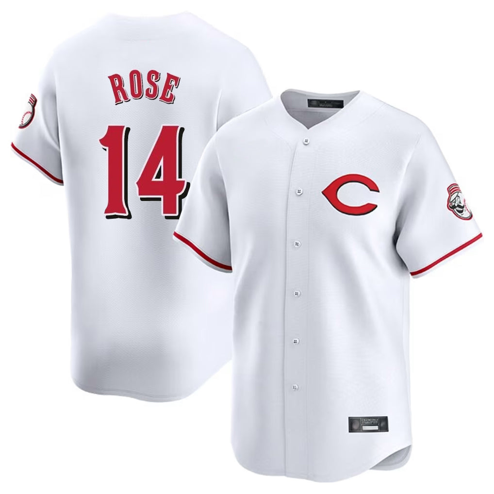MATTH C.Reds #14 Pete Rose Player White Limited Home Stitched Jerseys