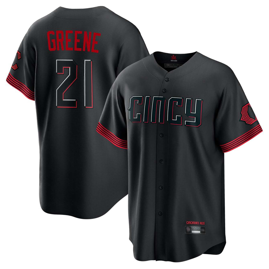 MATTH C.Reds #21 Hunter Greene Player Black City Connect Home Game Stitched Jerseys