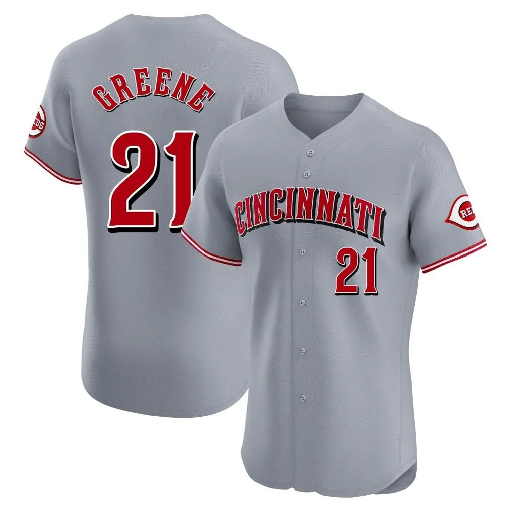 MATTH C.Reds #21 Hunter Greene Player Gray Limited Elite Home Stitched Jerseys
