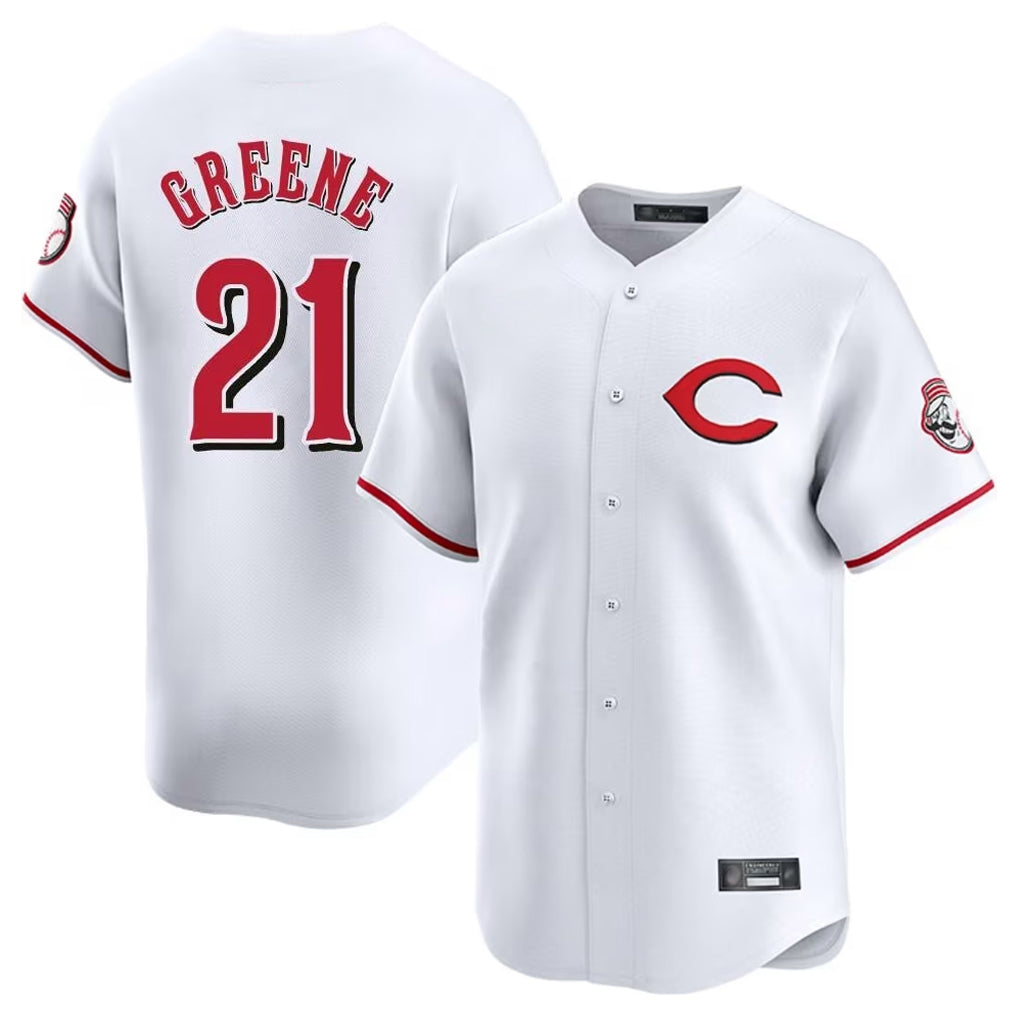 MATTH C.Reds #21 Hunter Greene Player White Limited Home Stitched Jerseys