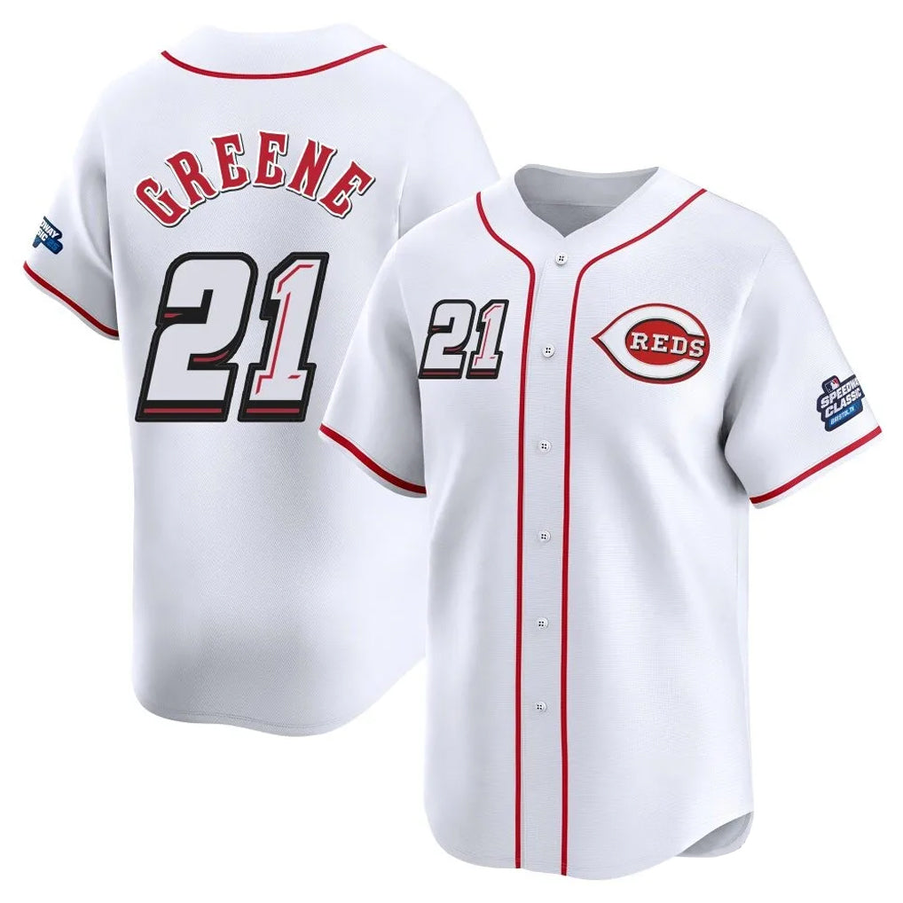 MATTH C.Reds #21 Hunter Greene Player White Speedway Classic Home Limited Stitched Jerseys