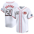 MATTH C.Reds #21 Hunter Greene Player White Speedway Classic Home Limited Stitched Jerseys
