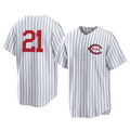 MATTH C.Reds #21 Hunter Greene Player White Stripe Field of Dreams Game Home Stitched Jerseys