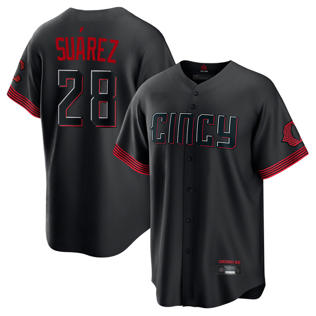 MATTH C.Reds #28 Eugenio Su¡§¡érez Player Black City Connect Home Game Stitched Jerseys