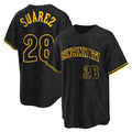 MATTH C.Reds #28 Eugenio Su¡§¡érez Player Black Snake Skin City Home Stitched Jerseys